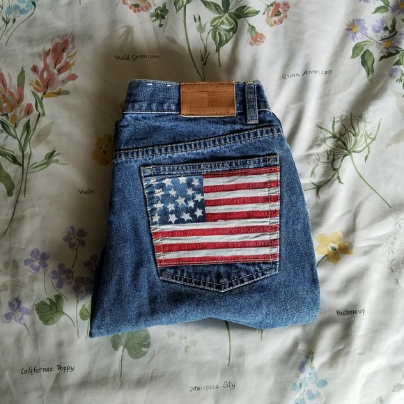 Vintage Denim - Vintage tommy Hilfiger flag mom jeans